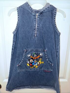 Disney Kids Denim Hooded Jumper with Classic Mickey & Friends Embroidered Pocket